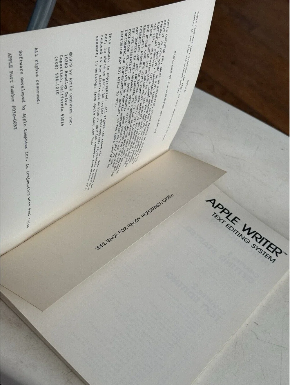 Vintage - Apple Writer 2 Software  Manual Only - Apple 2 - 1979